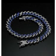 Цепь  , кубинская цепь, серебристо-синяя, цепь в стиле хип-хоп. Длина изделия 45 см NaPeLa