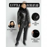 косуха   зимняя, силуэт прилегающий, капюшон, карманы, размер 48, черный Prima Woman