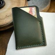 Кредитница  ACH06, натуральная кожа, 2 кармана для карт, 6 визиток, хаки Saffa