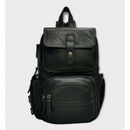 Рюкзак  слинг  Рюкзак трансформер STN-9106-black, натуральная кожа, антивор, внутренний карман, регулируемый ремень, черный BRUONO