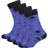 Мужские носки , 4 пары, классические, размер 25, синий Status