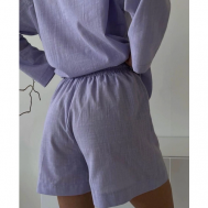 Костюм, рубашка и шорты, повседневный стиль, свободный силуэт, размер 44, фиолетовый ИП Хабибуллина ЛТ