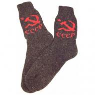 Мужские носки , 1 пара, классические, на Новый год, на 23 февраля, вязаные, размер 41-44, коричневый, красный Рассказовские носки