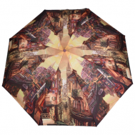 Зонт , автомат, 3 сложения, купол 110 см., 8 спиц, чехол в комплекте, для женщин, бежевый, коричневый Zest