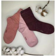 Носки , 3 пары, размер 36-41, розовый, бордовый, фуксия Turkan