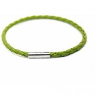 Плетеный браслет  Браслет плетеный кожаный с магнитной застежкой, 1 шт., размер 19 см, зеленый Handinsilver ( Посеребриручку )