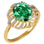 Кольцо  красное золото, 585 проба, бриллиант, размер 17.5, зеленый DIAMOND PRIME