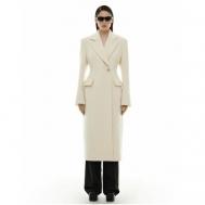Пальто   демисезонное, силуэт прилегающий, средней длины, размер S, бежевый, белый Sorelle