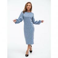 Платье-футляр , повседневное, полуприлегающее, миди, утепленное, размер 44, голубой ZONE16