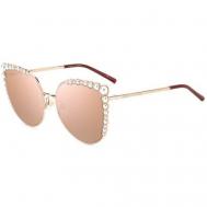 Солнцезащитные очки , круглые, оправа: металл, для женщин, золотой Carolina Herrera