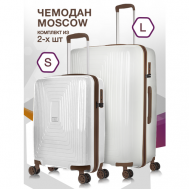 Комплект чемоданов  Moscow, 2 шт., полипропилен, водонепроницаемый, 136 л, размер S/L, белый L'Case