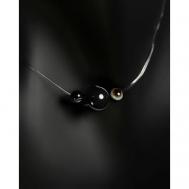 Чокер-невидимка Черный агат, вариант №2 - натуральный камень, длина 45 см - для душевного равновесия Grow'n up