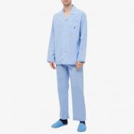 Пижама , рубашка, брюки, карманы, размер XL, голубой Ralph Lauren
