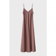 Платье-комбинация , полуприлегающее, миди, подкладка, размер M, бежевый, коричневый Prav.da