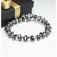 Жесткий браслет, гематит, 1 шт., размер 19 см., размер one size, диаметр 7 см., черный, серебряный Jewelry a vento