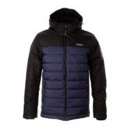 куртка , демисезон/зима, силуэт прямой, капюшон, манжеты, карманы, подкладка, съемный капюшон, регулируемые манжеты, светоотражающие элементы, мембранная, размер XL, черный, синий Huppa
