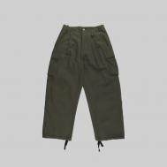 Брюки , повседневные, оверсайз силуэт, карманы, размер 33, зеленый Krakatau