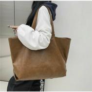 Сумка  шоппер  сумка в стиле бохо, фактура гладкая, коричневый Loe Chi