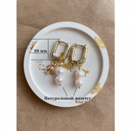 Серьги , бижутерный сплав, жемчуг культивированный, золотой, белый Evani jewel