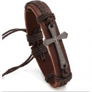 Браслет Мужской браслет с крестом, 1 шт., коричневый Монинг