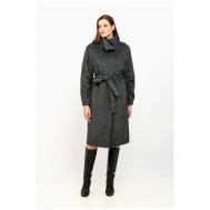 Пальто   демисезонное, силуэт прямой, средней длины, размер 48/170, серый Lea Vinci