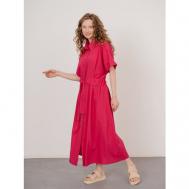 Платье-рубашка , лен, повседневное, оверсайз, макси, размер S (42-44), розовый Модный дом Виктории Тишиной