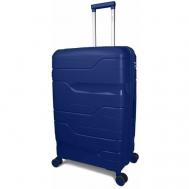 Умный чемодан  Classic, полипропилен, водонепроницаемый, увеличение объема, опорные ножки на боковой стенке, ребра жесткости, 103 л, размер L, голубой, синий Impreza