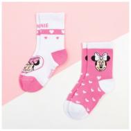 Набор носков "Minnie", Минни Маус, цвет розовый/белый, 12-14 см KAFTAN