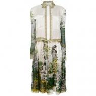 Платье сафари , натуральный шелк, повседневное, размер 44, белый Alberta Ferretti