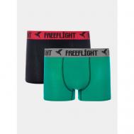 Комплект трусов боксеры , размер M, зеленый, черный, 2 шт. Free Flight