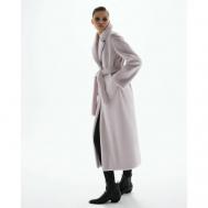 Шуба классическая , искусственный мех, удлиненная, силуэт прямой, карманы, пояс/ремень, размер 42, розовый Vera Yakimova