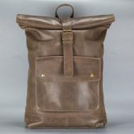 Рюкзак , натуральная кожа, отделение для ноутбука, внутренний карман, серый Mantica