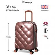 Чемодан , поликарбонат, увеличение объема, опорные ножки на боковой стенке, 46 л, размер S, розовый IT Luggage