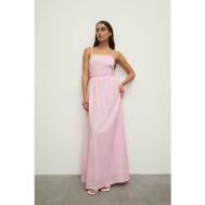Платье , хлопок, полуприлегающее, макси, открытая спина, размер M, розовый Charmstore