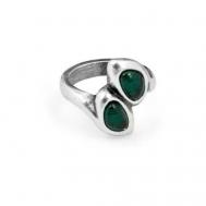 Кольцо , муранское стекло, размер 19, серебряный, зеленый CICLON