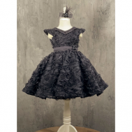 Платье , хлопок, нарядное, однотонное, размер 116, черный BEGGI Ceremony