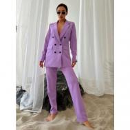 Костюм , жакет и брюки, классический стиль, полуприлегающий силуэт, пояс на резинке, подкладка, размер 48, фиолетовый Blazer