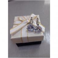 Серьги , бижутерный сплав, родирование, кристалл, размер/диаметр 40 мм., серебряный Fashion Jewelry