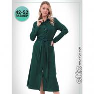 Платье-рубашка , прямой силуэт, макси, размер 48, зеленый Etto
