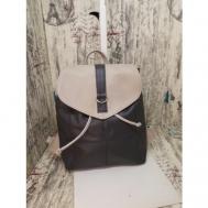 Рюкзак торба , фактура зернистая, серый Elena leather bag