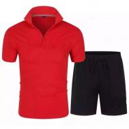 Костюм , футболка и шорты, размер 48, красный Нет бренда