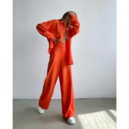 Костюм, рубашка и брюки, оверсайз, размер 46, оранжевый ИП Хабибуллина ЛТ