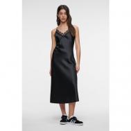 Платье-комбинация , атлас, в бельевом стиле, прилегающее, миди, размер XS, черный BEFREE