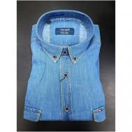 Рубашка , размер 4XL(66), голубой TONELLI