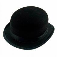 Шляпа "Котелок" малая черная, фетр, 56 см Веселуха