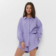Костюм , блуза и шорты, повседневный стиль, свободный силуэт, карманы, размер 42, фиолетовый MINAKU