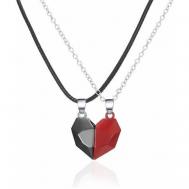 Парные подвески для влюблённых на магнитах в форме сердца, 1 пара / корейская мода, черно-красный Ростовар