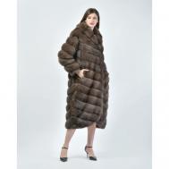 Пальто , соболь, силуэт свободный, карманы, размер 46, коричневый VINICIO PAJARO
