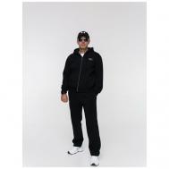 Костюм , олимпийка и брюки, прямой силуэт, карманы, капюшон, утепленный, размер 48, черный Pikate