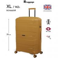 Чемодан , полипропилен, опорные ножки на боковой стенке, увеличение объема, 142 л, размер L, желтый, горчичный IT Luggage